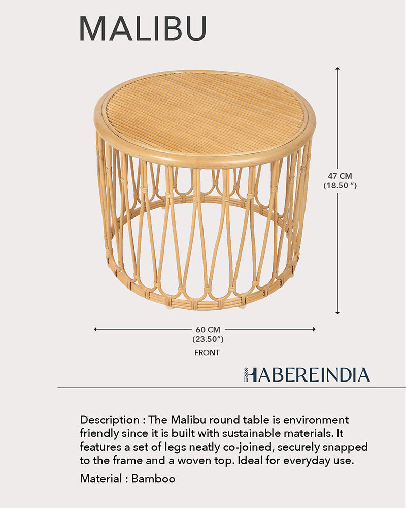 Malibu Rattan Table | Cane Round Table | Rattan Stool | Side Table