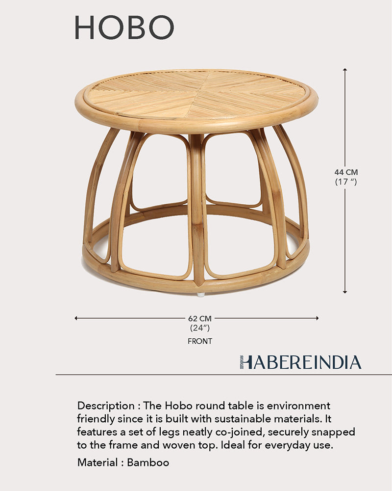 Hobo Rattan Table | Cane Round Table | Rattan Stool | Side Table