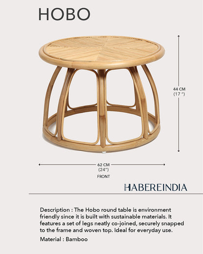 Hobo Rattan Table | Cane Round Table | Rattan Stool | Side Table