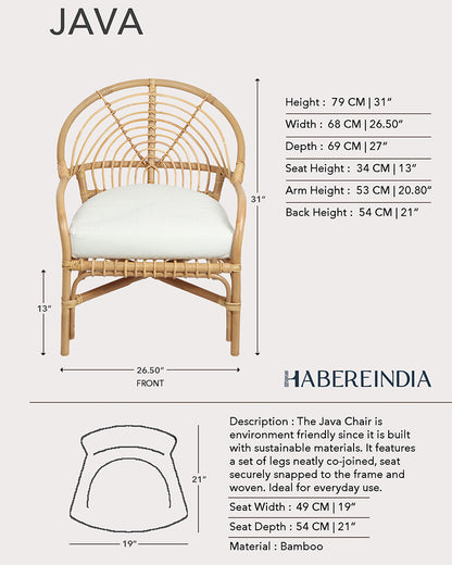 Java Accent Bamboo Chair | Rattan Chair | Cane Furniture