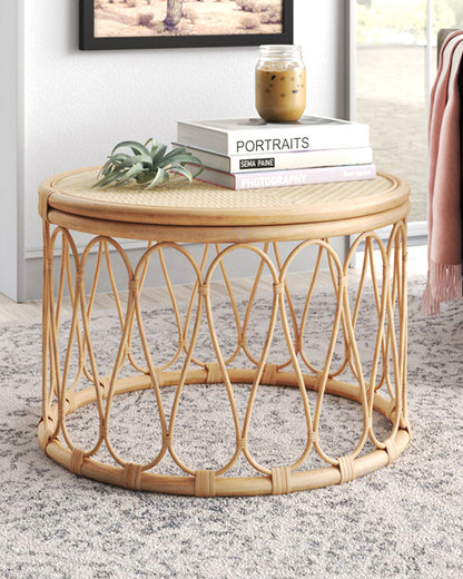 Malibu Rattan Table | Cane Round Table | Rattan Stool | Side Table