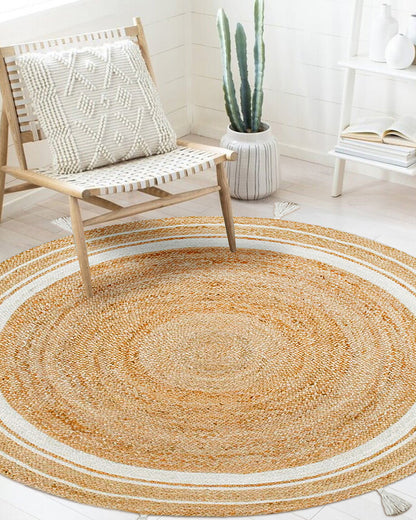 Beige Pom Pom Jute Indoor & Outdoor Rug