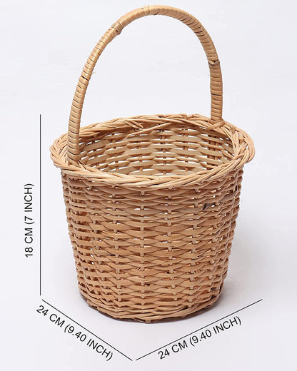 Wicker Round Hamper Basket with Handle