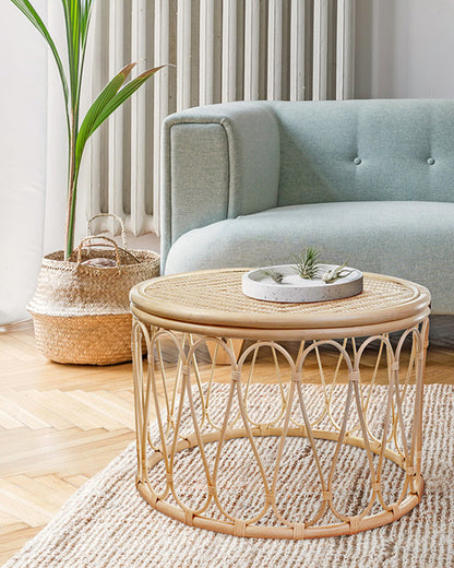 Malibu Rattan Table | Cane Round Table | Rattan Stool | Side Table