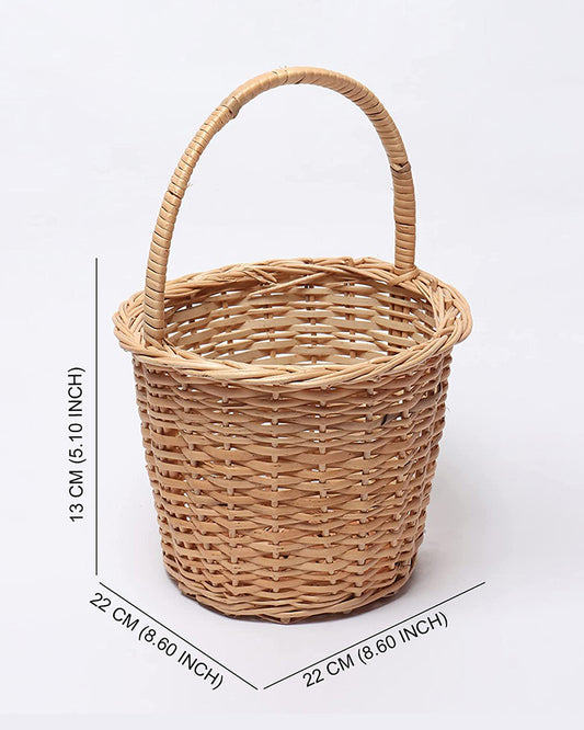 Wicker Round Hamper Basket with Handle