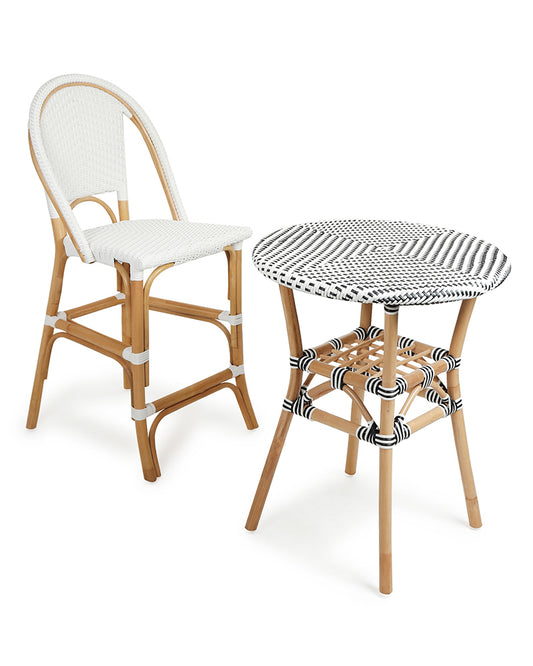 Bistro Rattan Table | Cane Round Table | Rattan Stool | Side Table