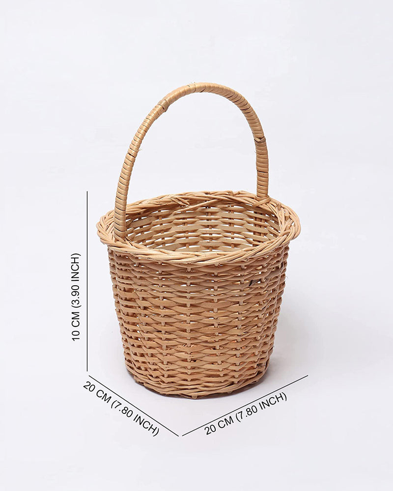 Wicker Round Hamper Basket with Handle