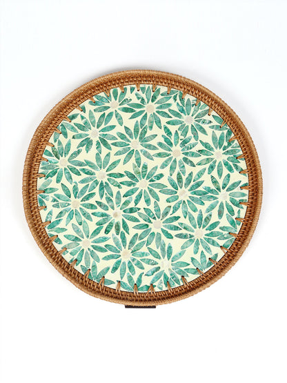 Buy Cane Tray Round Tropical Mosaic