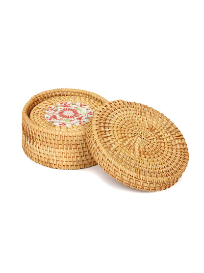 Rattan Coasters Set | Bamboo Coasters