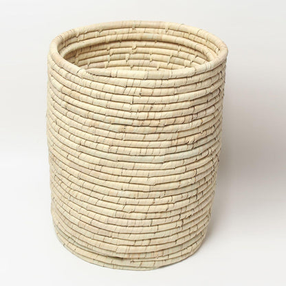 Natural Dry-Grass Round Laundry Basket With Lid