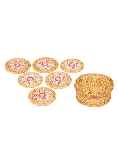 Rattan Coasters Set | Bamboo Coasters